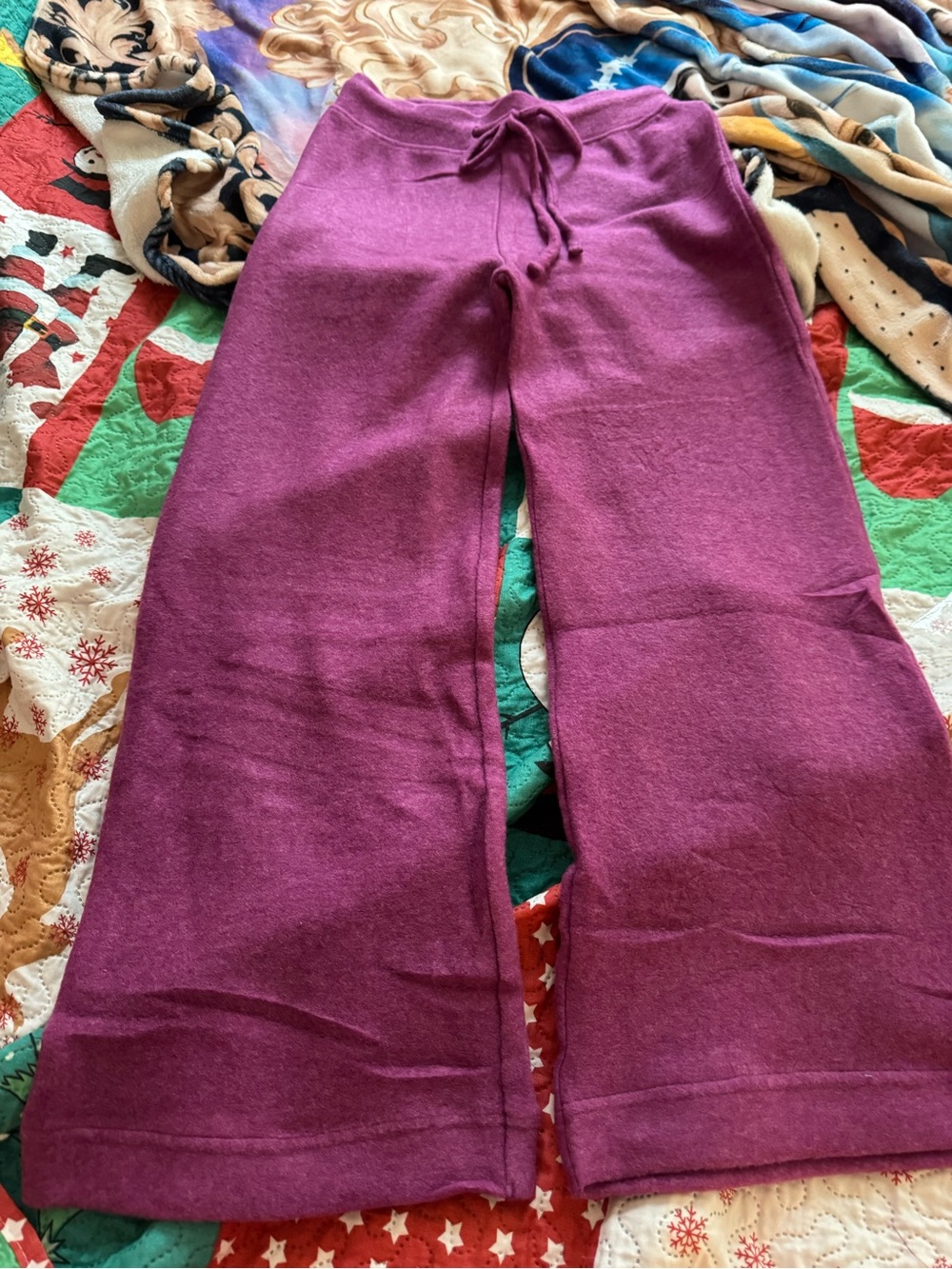 Zenana  Wide-Leg fleece Sweatpants in Berry
